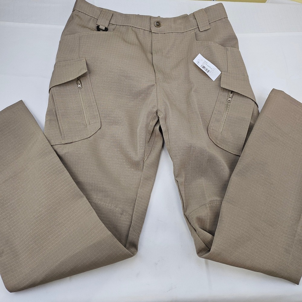 Tactical Series Mens Ripstop Cargo Pants Tan‎ Khaki Multi Pocket Size S 34x30